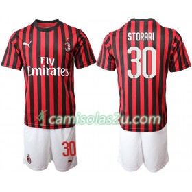 Camisolas de Futebol AC Milan STORARI 30 Criança Equipamento Principal 2019/20 Manga Curta